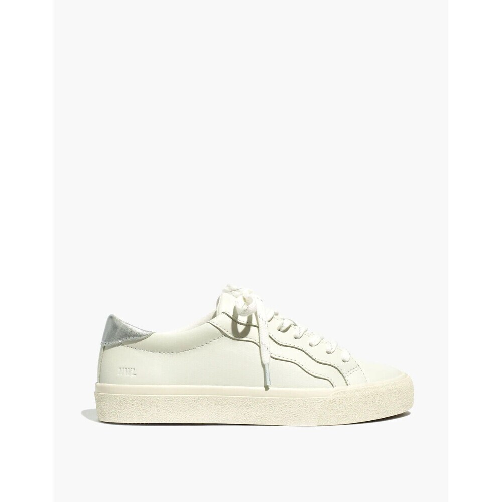 Madewell MWL Sidewalk low-top leather white silver sneakers unisex Women US 8.5